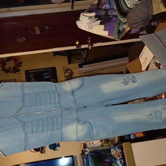 Denim Sleeveless Jumpsuit Small - Picture 3 of 10